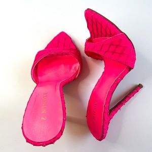 Neon pink leather mule shoe 🔥🔥🔥